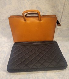 Pair Of Laptop Totes.  One Leather And One Black Quilted. -- - - - - - - - - - - - - - - - - - - - Loc:S3