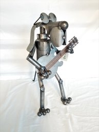 NEW Unique Metal 3-d Rock N Roll Guitar Player Sculpture By Junkyard Dogs/cats