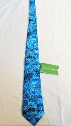 NEW Men's Lilly Pulitzer Sky Blue Dark And Stormy Silk Tie  (lot 1)