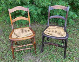 2 Refinished And Recaned Chairs