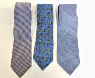 Set Of Three Blue Silk Ties By Volpe, Vetri Victoria And Hickey Freeman  (lot 14)