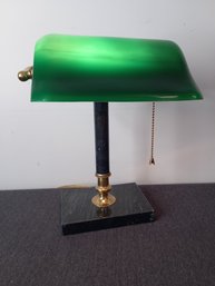 Green Glass Shade Brass Office Desk Lamp #10