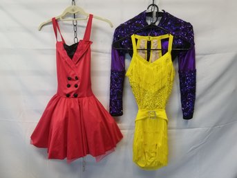 Three Colorful Dance Dress Costumes