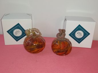 Blown Glass Pumpkins Set Of 2