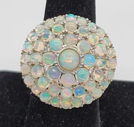 Premium Ethiopian Welo Opal Cocktail Ring In Platinum Over Sterling