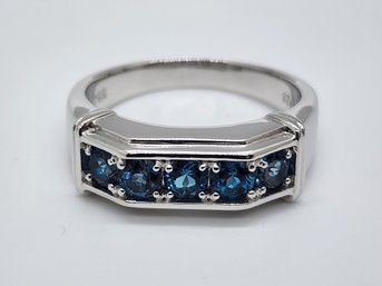 London Blue Topaz, Rhodium Over Sterling Mens Ring