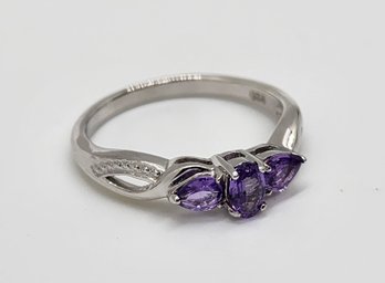 Purple Sapphire Ring In Platinum Over Sterling