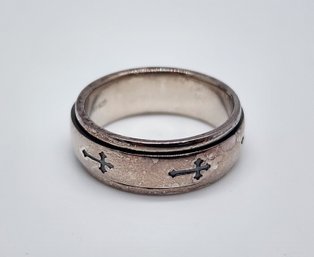 Size 8 Cross Spinner Ring In Sterling