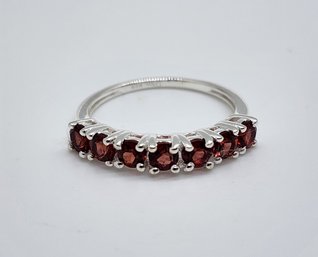 Red Garnet 7 Stone Ring In Sterling Silver