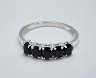 Thai Black Spinel 5 Stone Ring In Sterling