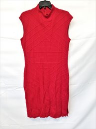 Women's Sleeveless Red Knit Dress By St. John Collection Size 10