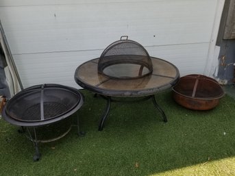 Several Fire Pits And Parts, Used