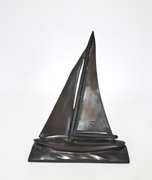 Vintage Cast Iron Metal Sailboat Desk Statue