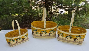 A Tisket A Tasket, Yellow Nesting Baskets With Tin Pear Embellishments