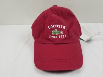 New With Tags Lacoste Alhambra Bordeaux 100 Percent Cotton Hat-One Size Fits All