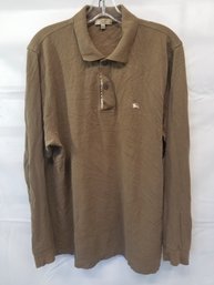 Men's Burberry London Classic Fit Long Sleeve Polo Shirt - Size Large