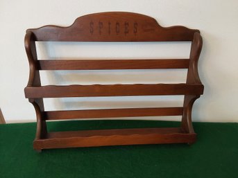 VINTAGE WALL MOUNT OR COUNTER WOODEN SPICE RACK