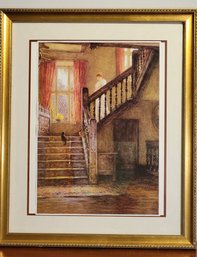 Signed Matted & Framed Print Of 'The Staircase, Whittington Court, Gloucestershire' By Helen Allingham (1900)