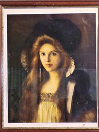 Victorian Print 'Beautiful Betty' By Albert Lynch (1851-1912) Mounted On Top Of A Matt In A Nice Wooden Frame.