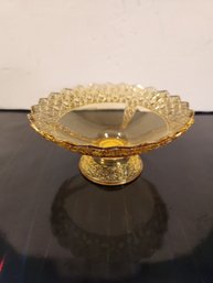 Vintage Pointed Pond Amber Glass Compote