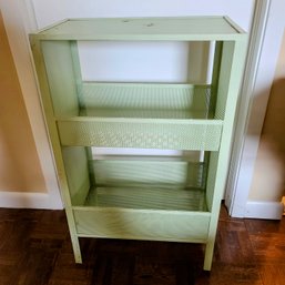 Antique Metal Storage Container With Two Concave Shelves