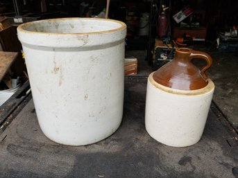 Antique Stoneware Crock & Moonshine Jug