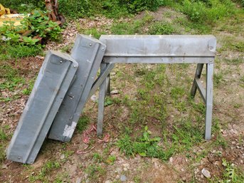 Three EBCO Folding Steel Sawhorses