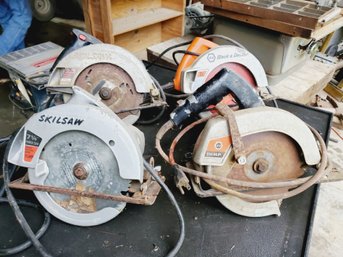 Lot Of Four Corded Circular Saws - SKIL /  Black & Decker