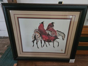 Framed Artwork By Carol Grigg - Native Americans On Horseback - 44'x38'