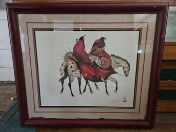 Framed Artwork By Carol Grigg - 2 Native Americans On Horses - 44'x38'