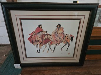 Framed Artwork By Carol Grigg - Native Americans On Horseback - 44'x38'