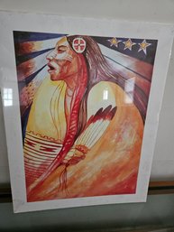 Unframed Artwork Print By Robert Freeman - 23'x18' - Native American Profile