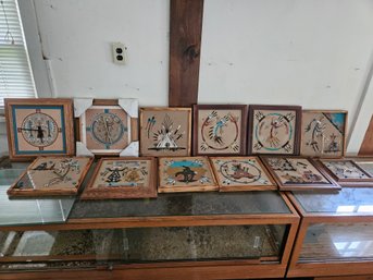 Lot Of Native American Sand Art Clocks (12 Pieces) - Nice Project!