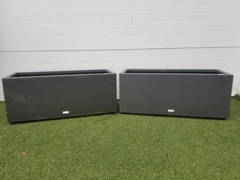 Pair Of Veradek Rectangular Outdoor Metal Planter Boxes