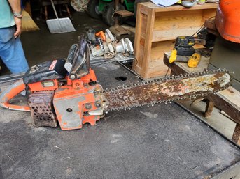 Vintage Homelite Textron Gas Chainsaw With 18' Bar