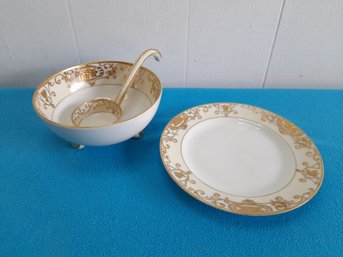 Noritake Hand Painted Plate, Bowl And Spoon Set