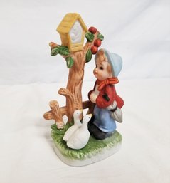 Vintage Porcelain Boy With Geese Figurine By DAVAR Originals