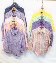 Junior And Young Adult Long Sleeve, Button Down Striped Shirts Sizes Small To Large