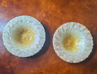 Elegant Pair Of Limoges Enamel Fused Glass Decorative Small Bowls