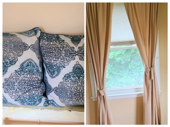 Two Pillows Paired With Two Pairs Of Vermont Country Store Curtains