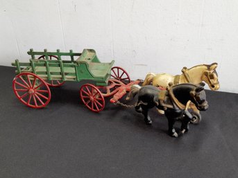 LARGE Cast Iron Horse And Buggy