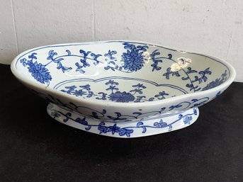 Blue And White Footed Dish