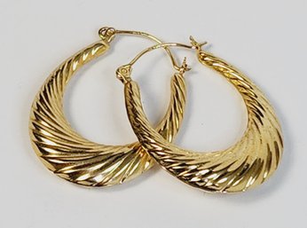 Large 14k Yellow Gold Classic Shrimp Hoop Earrings