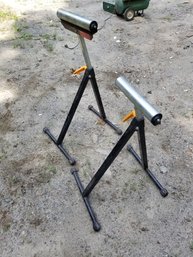 2 Adjustable Steel Roller Stand Support Saw Horse Work Station