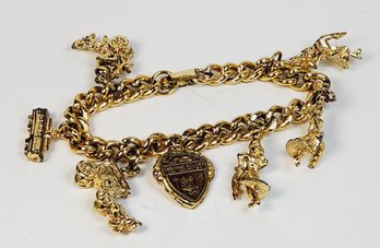 Gaslight Village Lake George , NY -  Heavy Gold Tone Charm Bracelet