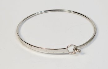 Simple Sterling Silver Bangle Bracelet With Hook Clasp