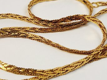 Italian 14k Yellow Gold Layered Wheat/ Spiga Chain Link Necklace