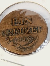 1816 A   Austrian Empire - 1 Kreuzer Foreign Coin (207 Years Old)