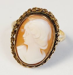 Antique 10k Yellow Gold Carved Cameo Shell Ring