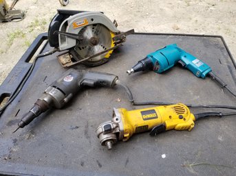 Corded Power Tools Lot -black & Decker Drill, Makita Screw Gun, Craftsman Commercial Chop Saw & Dewalt Grinder